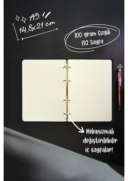 Ringo Vegan Deri Mekanizmalı Içi Değişebilen Defter A5 192 Sayfa 100 gr Çizgili Mavi indirimleri