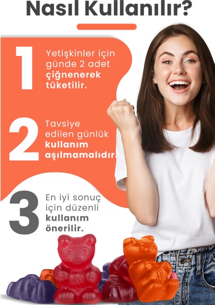 Elma Sirkesi İçeren Vegan Gummy 2'li Set – Folik Asit ve B12 Vitaminli Takviye Edici Gıda 60 Adet
