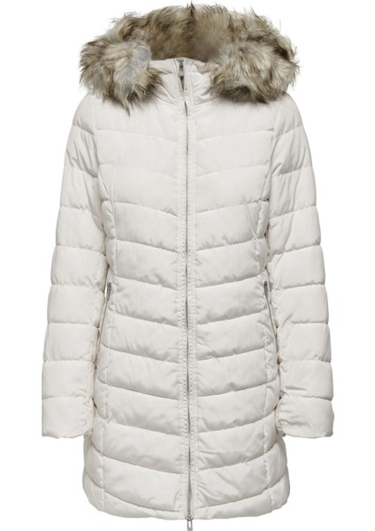 Kadın Mont Ekru 15183994 Onlnewellan Quilted Hood Fur Coat fırsatları