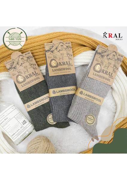 Thermal Etkili Ince Örgülü Kışlık Çorap, Lambswool Yünlü (Kuzu Yünlü) 3 Çift fiyatları