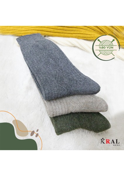 Thermal Etkili Ince Örgülü Kışlık Çorap, Lambswool Yünlü (Kuzu Yünlü) 3 Çift fırsatları