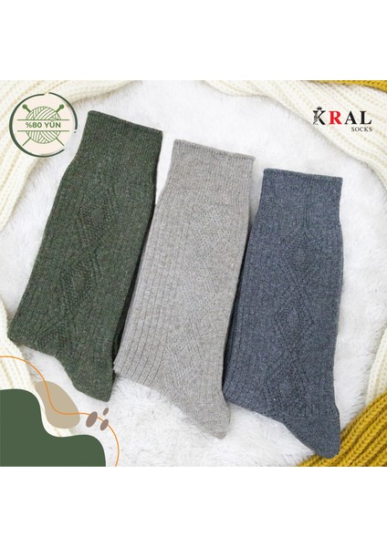 Thermal Etkili Ince Örgülü Kışlık Çorap, Lambswool Yünlü (Kuzu Yünlü) 3 Çift indirimleri