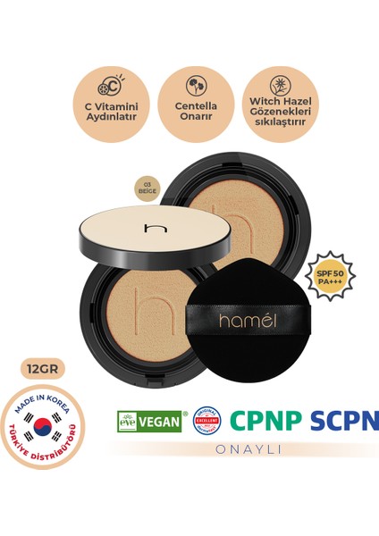 Zero Fit Cushion Uzun Süre Kalıcı Kore Fondöten SPF50+ Pa+++ Doğal Bitişli Refill X2 12G Sand