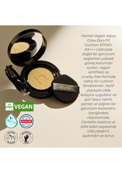Zero Fit Cushion Uzun Süre Kalıcı Kore Fondöten SPF50+ Pa+++ Doğal Bitişli Refill X2 12G Sand