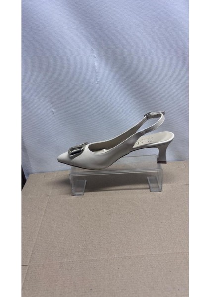 Kadın V Tokalı Topuklu Ayakkabı Siyah Arkası Açık Stiletto Günlük ve Özel Günler fırsatları