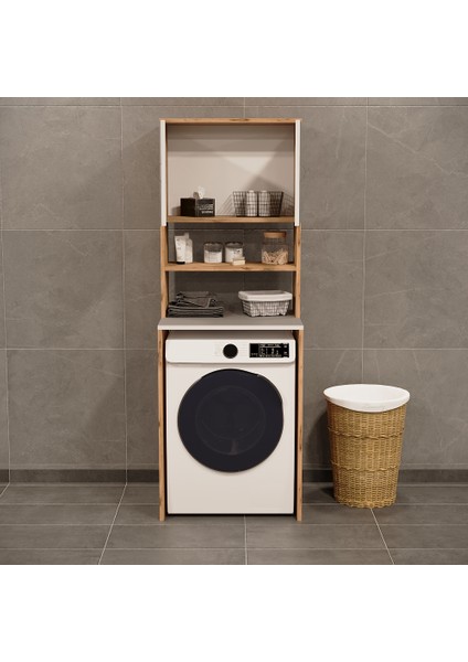 Çamaşır Makinesi Üstü Banyo Dolabı Rafı Atlantik Çam modelleri