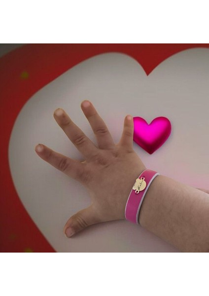 Kübra İsmine Özel 14 Ayar Altın Plakalı Doğal Pembe Derili Ayıcık Motifli Hediye Bileklik-458İsim