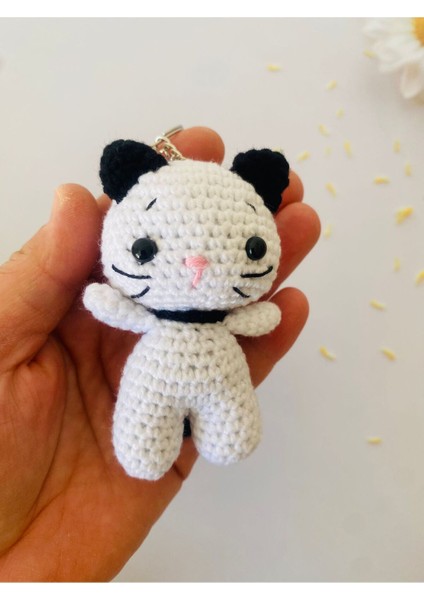 Elite Amigurumu Beyaz Kedi Anahtarlık 1 Adet