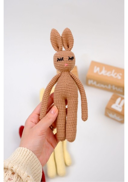 Elite Amigurumi Yenidoğan Örgü Uyku Arkadaşı Tavşan Bej - Organik Oyuncak 1 Adet modelleri