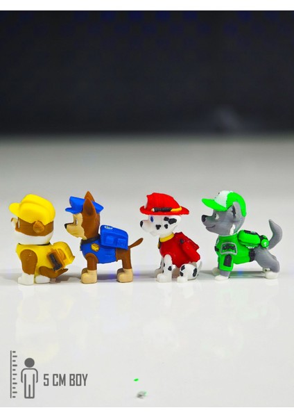 Elite 4'lü Paw Patrol Karakterleri Marshall, Rubble, Chase, Rocky Köpek Karakter Figür Oyuncakları 5 cm 1 Adet