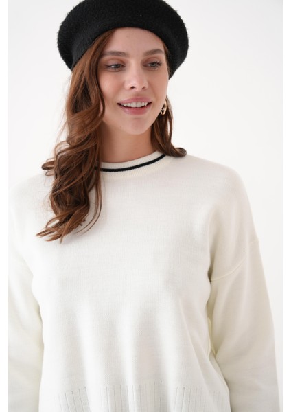 Çoban Dikiş Yakası Çizgili Triko Kazak fiyatları