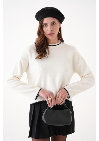 Çoban Dikiş Yakası Çizgili Triko Kazak modelleri