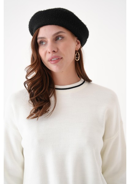 Çoban Dikiş Yakası Çizgili Triko Kazak fırsatları