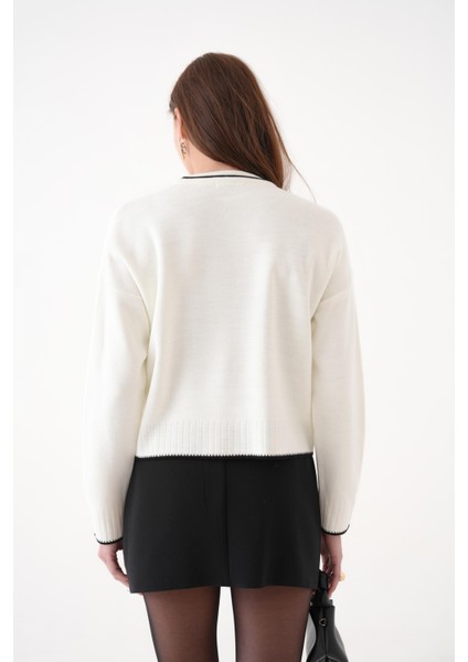 Çoban Dikiş Yakası Çizgili Triko Kazak indirimleri