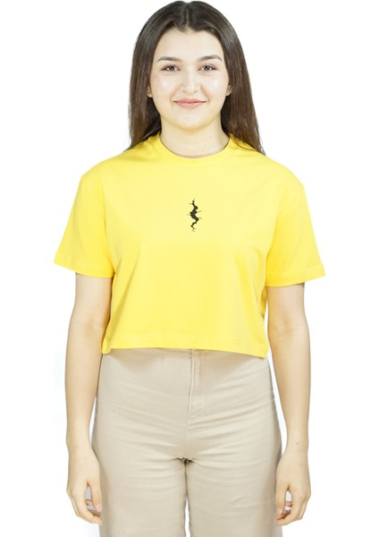Fissuraxis | Sarı Renk Baskılı Crop | Oversize