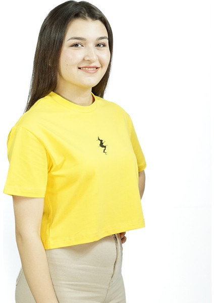 Fissuraxis | Sarı Renk Baskılı Crop | Oversize