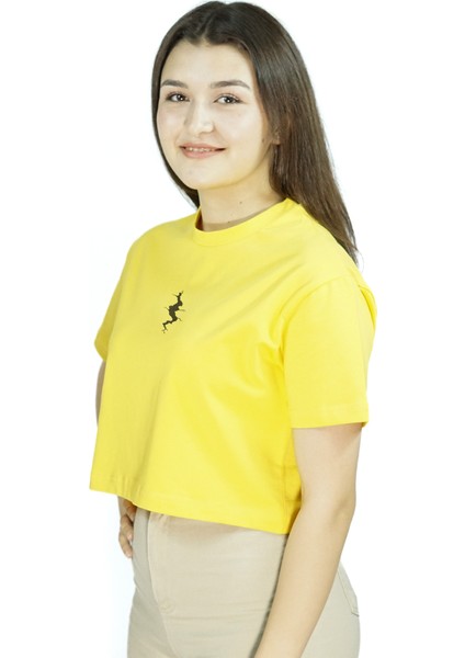 Fissuraxis | Sarı Renk Baskılı Crop | Oversize