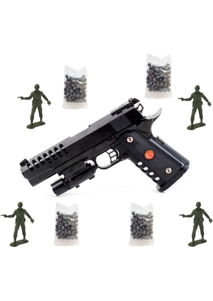 Elite Power Lazerli Boncuk Atan Oyuncak Tabanca + 4 Paket Boncuk + 4 Adet Plastik Hedef 1 Adet
