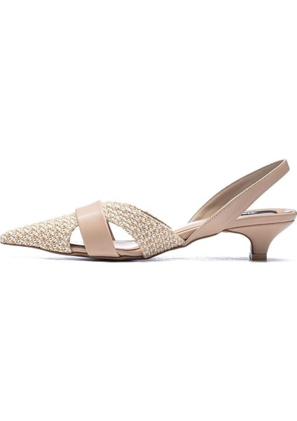 120 Kadın Hasır Örgülü Arkası Açık Sivri Burun Topuklu Ayakkabı modelleri