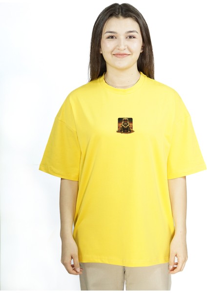Unit Ares | Sarı Renk Baskılı Kadın T-Shirt | Oversize fiyatları