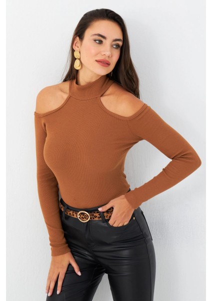 Kadın Camel Omuzları Açık Kaşkorse Bluz EY2590 indirimleri