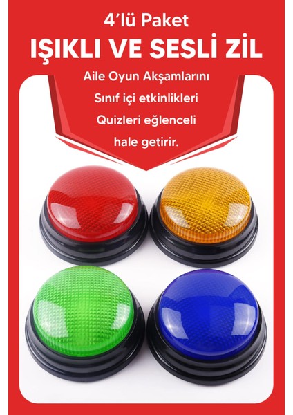 Elite Işıklı ve Sesli Zil 4lü Set 1 Adet