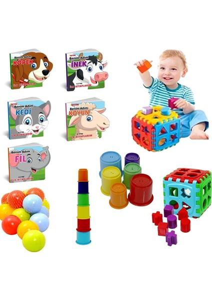 Elite Hayvanlar 6'lı Eğitim Seti +6li Mini Kule + Bultak Küp+ 10 1det Top Hediyemizdir 4 Lü Set Oyun Seti 1 Adet