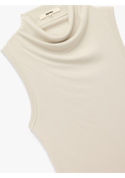 Modal Kumaş Slim Fit Drape Detaylı Dik Yaka Kolsuz Bluz modelleri