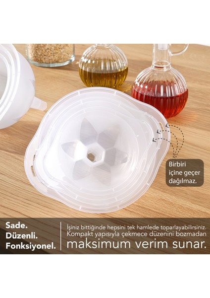 3'lü Huni Seti - Iç Içe Geçebilir Istiflenebilir 3 Boy Huni Seti
