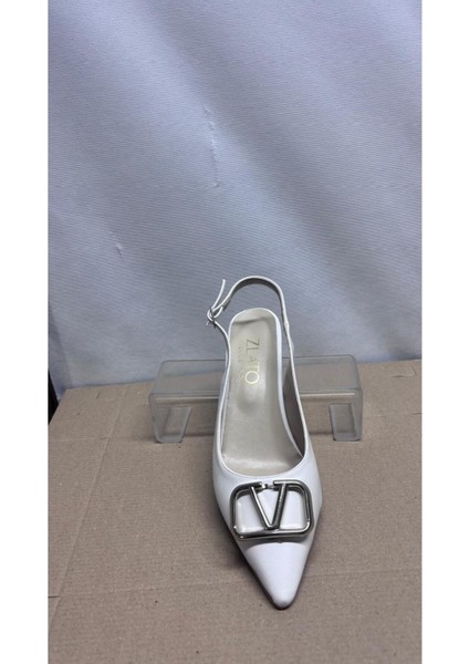 Kadın V Tokalı Topuklu Ayakkabı Siyah Arkası Açık Stiletto Günlük ve Özel Günler modelleri