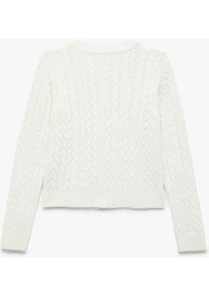 Uzun Kollu Bisiklet Yaka Düğmeli Saç Örgü Hırka fiyatları