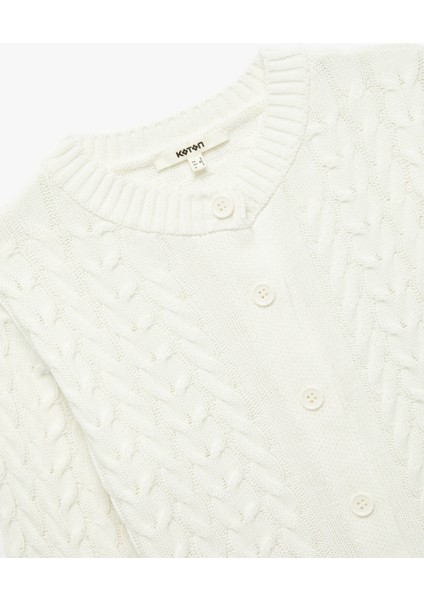 Uzun Kollu Bisiklet Yaka Düğmeli Saç Örgü Hırka modelleri