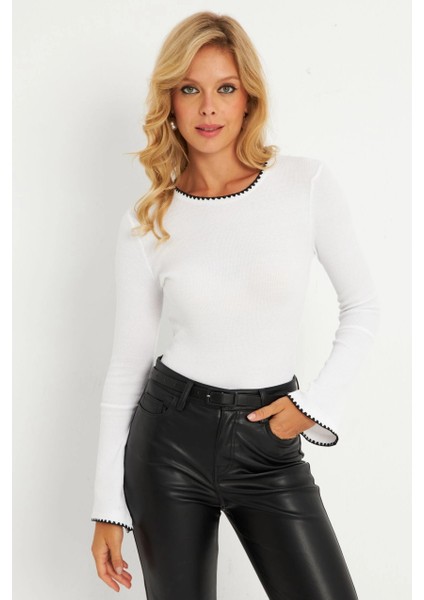 Kadın Beyaz Ispanyol Kol Biyeli Kaşkorse Bluz MXL14 fırsatları