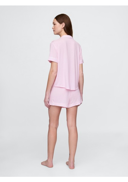 Kadın Çizgili Modal Pijama Şort modelleri