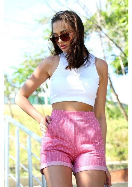 Akbeniz Şort Crop Pembe Takım 26550 modelleri