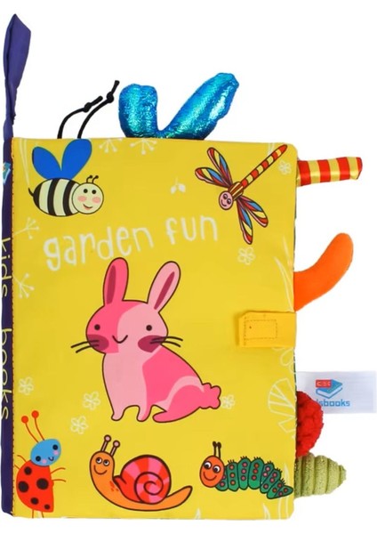 Elite Hışırtılı Bebek Kitabı 3D Montessori Yıkanabilir Bez Kitap Bahçe Hayvanları 1 Adet
