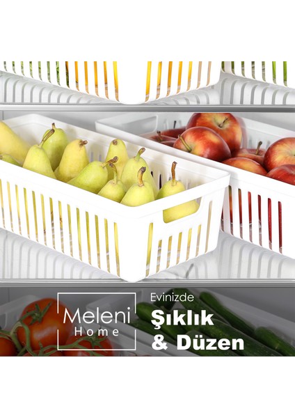 6 Adet Buzdolabı Düzenleyici Sepet - Dolap Içi Meyve Sebze Düzenleyici Organizer Saklama Kabı Beyaz modelleri