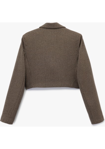 Kruvaze Uzun Kollu Düğmeli Crop Blazer Ceket fiyatları