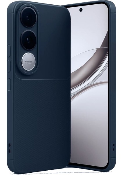 Vivo V50 Lite Uyumlu Kılıf Negro Karbon Görünümlü Silikon Lacivert