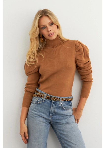 Kadın Camel Prenses Kol Balıkçı Yaka Triko Bluz SF2555 fiyatları