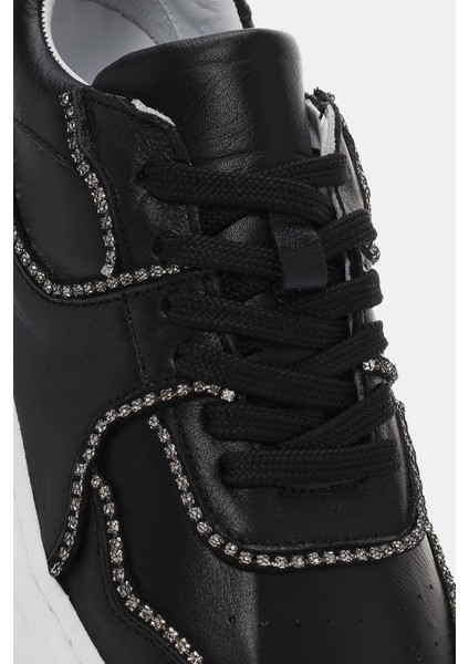 Skype Kadın Siyah Taş Detaylı Gerçek Deri Sneaker fiyatları