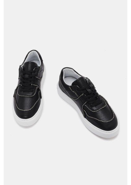 Skype Kadın Siyah Taş Detaylı Gerçek Deri Sneaker modelleri