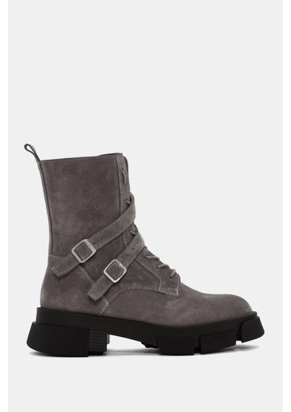 Leah Kadın Vizon Gerçek Süet Deri Tokalı Postal Bot