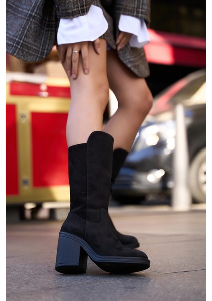 Lana Kadın Siyah Gerçek Deri Topuklu Çizme fiyatları