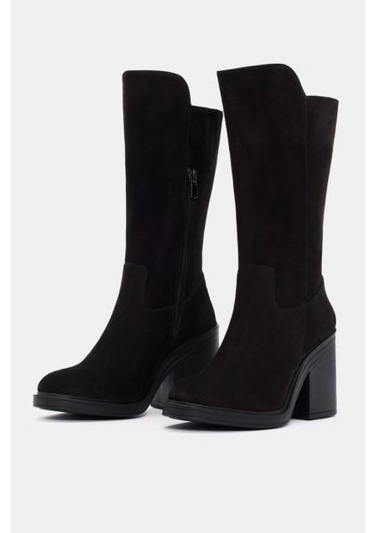 Lana Kadın Siyah Gerçek Deri Topuklu Çizme fırsatları