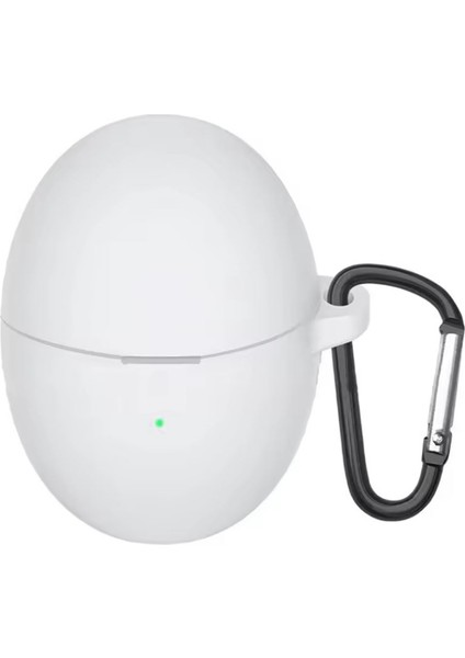 Huawei Freebuds 6 Uyumlu Kılıf Mat Kancalı Silikon SF13 Beyaz