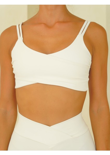 Paria Çapraz Detay Spor Beyaz Crop indirimleri