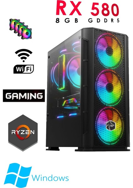 TC05 Ryzen 5 5500 16GB Ram 512GB SSD RX580 8gb Masaüstü Oyuncu Bilgisayarı