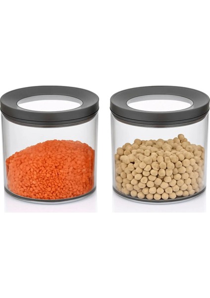 2'li Koyu Gri Hava Geçirmez Kapaklı Kaymaz Tabanlı Erzak Saklama Kabı 0,8lt Bpa Free