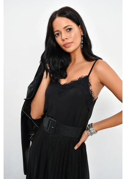 Kadın Siyah Dantelli Atlet LPP5008 fiyatları